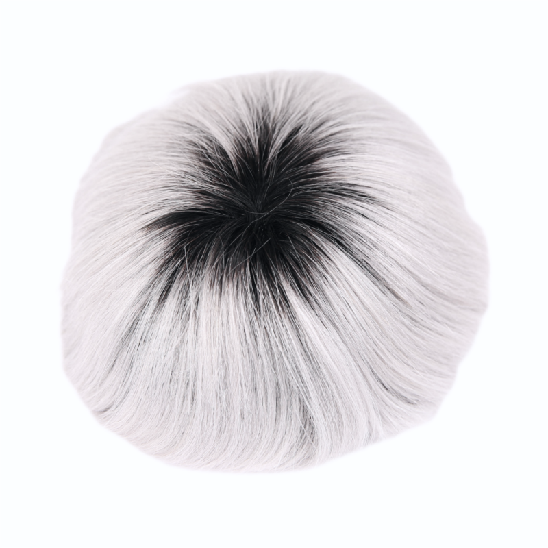 Rooted Silver Full Poly Skin Base Human Hair Toupee Hairpieces for Men