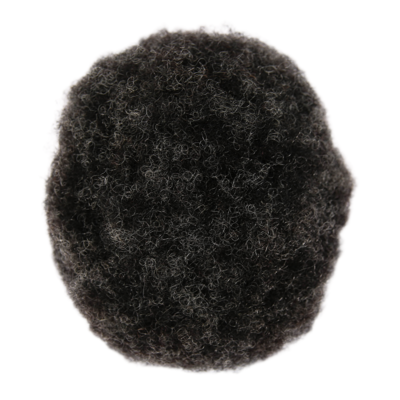 #1B20 2mm Afro Curly Full Poly Skin Base Human Hair Toupee Wig for Mens Replacement System