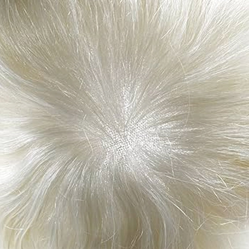 Full Poly Skin Base #60 Blonde White Human Hair Toupee Hairpieces for Men