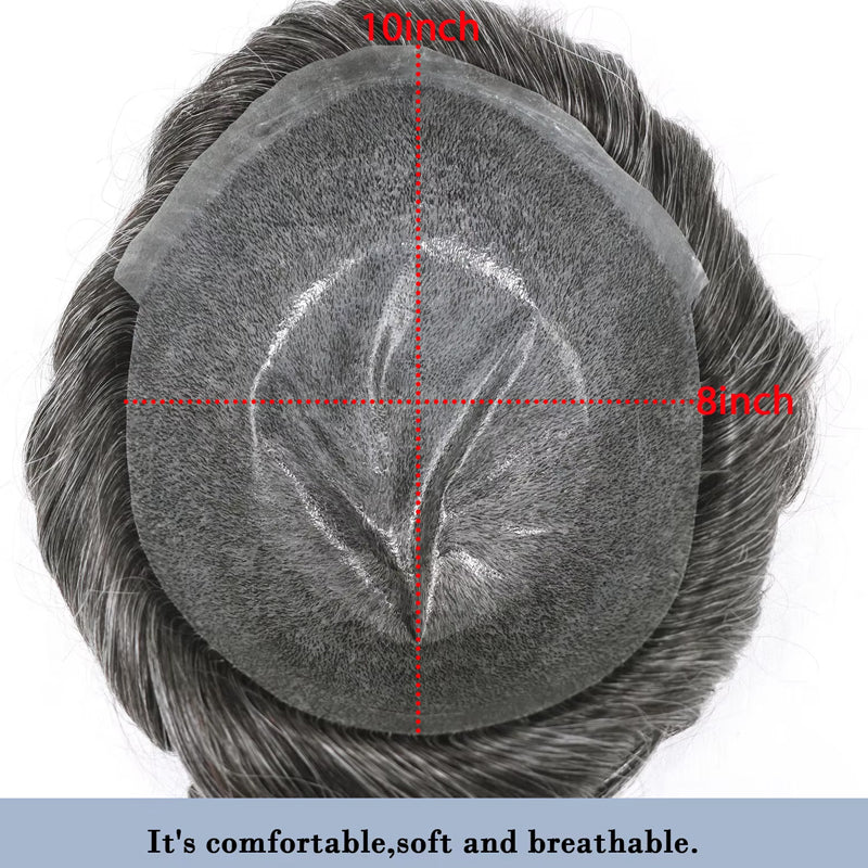 0.02-0.04mm Full PU Ultra Thin Skin Men Toupee Male Short Wave Human Hair Mens Wigs Replacement Systems